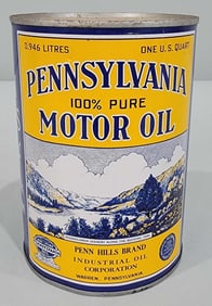 Pennsylvania Motor Oil w/Image One-Quart Round Metal Can