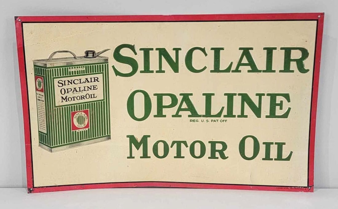 Sinclair Opaline Motor Oil w/Strip Flat Can Metal Tacker Sign (TAC) (1 of 5)