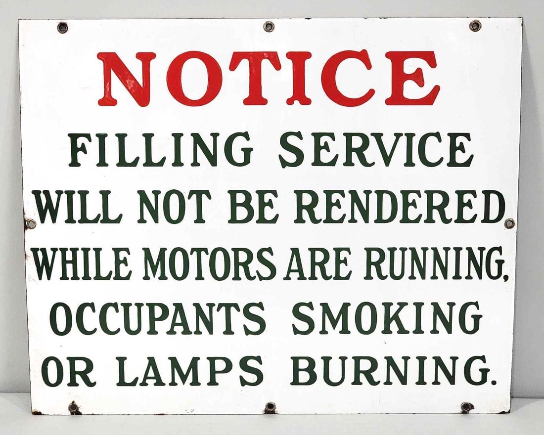 (Sinclair) Notice Filling Service Porcelain Sign (TAC) (1 of 3)