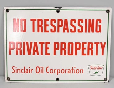 Sinclair w/Dino No Trespassing Porcelain Sign (TAC)