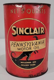 Sinclair Pennsylvania Motor Oil w/Standing Dinosaur Logo Five-Quart Can (TAC)