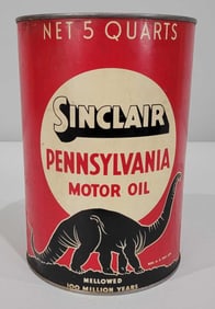 Sinclair Pennsylvania Motor Oil w/Black Dinosaur Five-Quart Can (TAC)