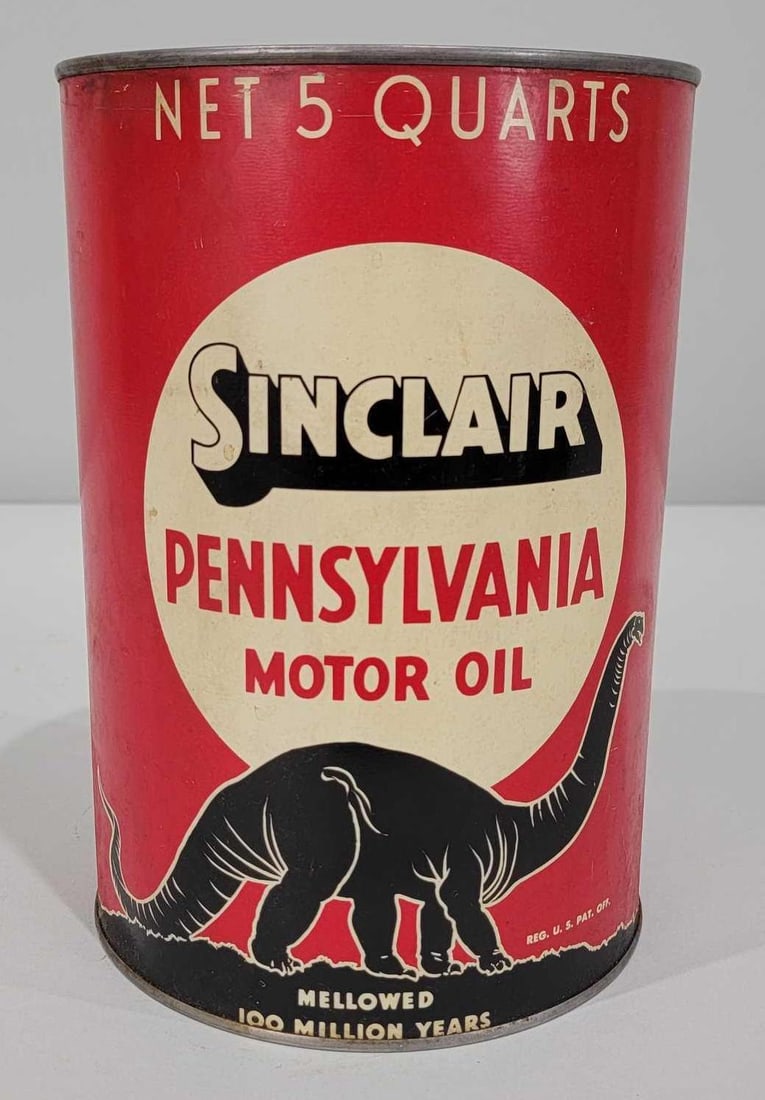 Sinclair Pennsylvania Motor Oil w/Black Dinosaur Five-Quart Can (TAC) (1 of 5)