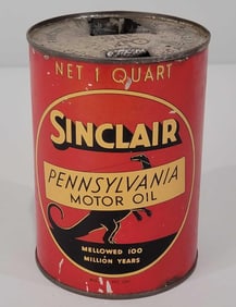 Sinclair Pennsylvania Motor Oil w/Standing Dinosaur Logo Quart Can (TAC)
