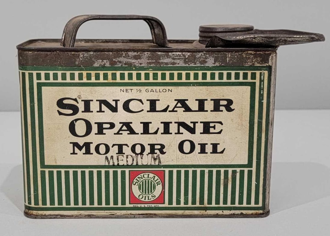 Sinclair Opaline Motor Oil Medium Half-Gallon Flat Metal Can (1 of 5)