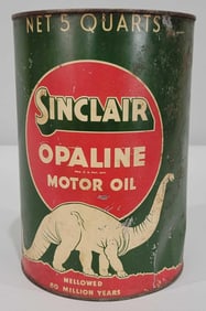 Sinclair Opaline Motor Oil w/White Dinosaurs Five-Quart Metal Can (TAC)
