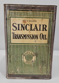 Sinclair Transmission Oil w/Strips Five-Gallon Square Metal Can