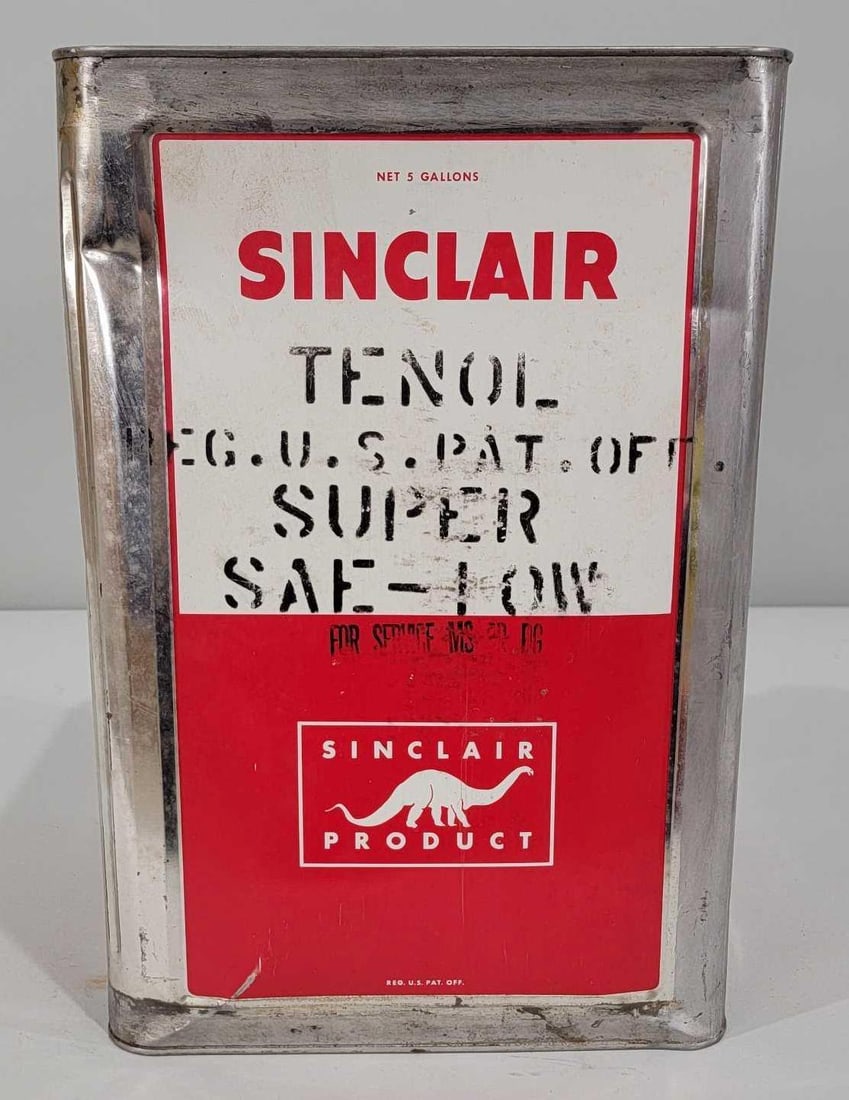 Sinclair Tenol Super w/Logo Five-Gallon Square Metal Can (1 of 5)