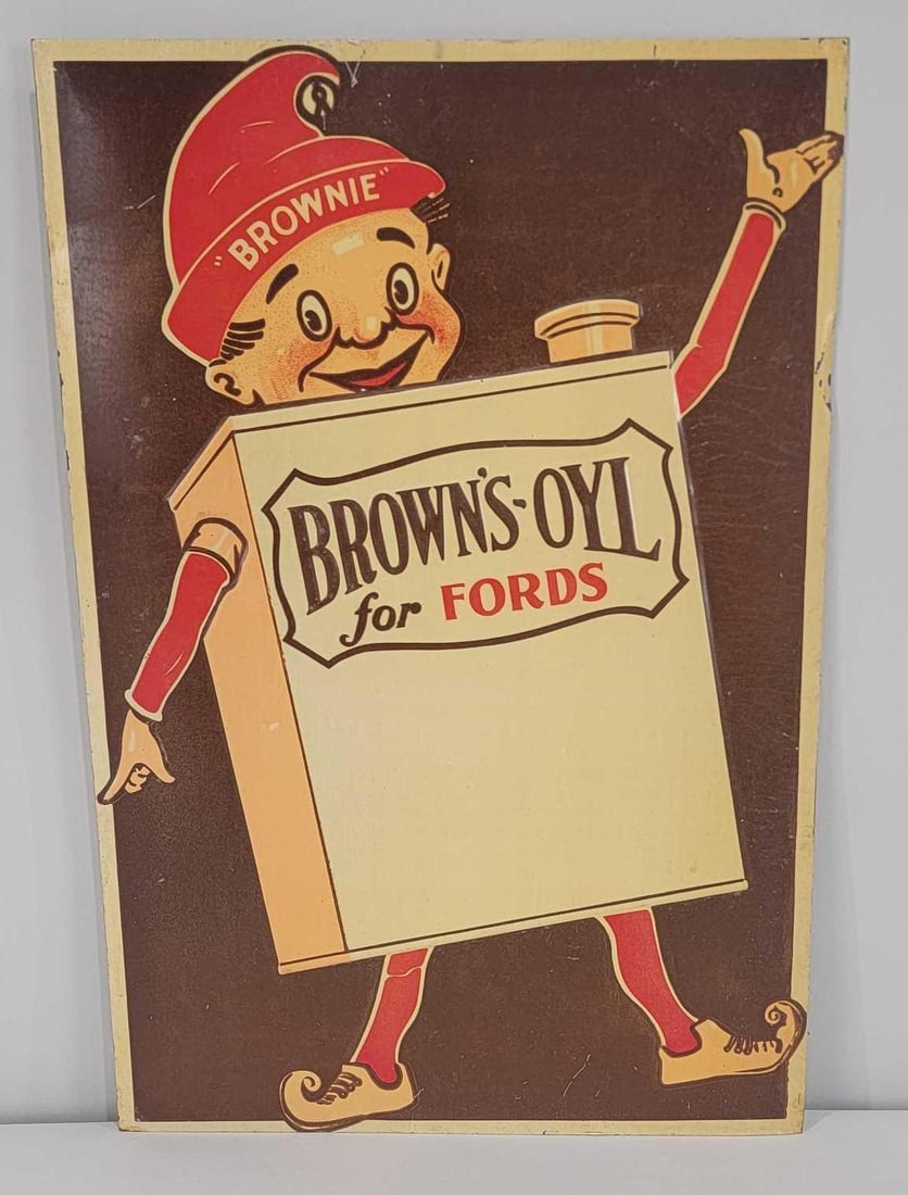 Brown's Oyl for Fords w/Image Metal Tacker Sign (TAC) (1 of 5)