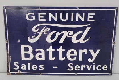 Ford Battery Sales-Service Porcelain Sign (TAC)