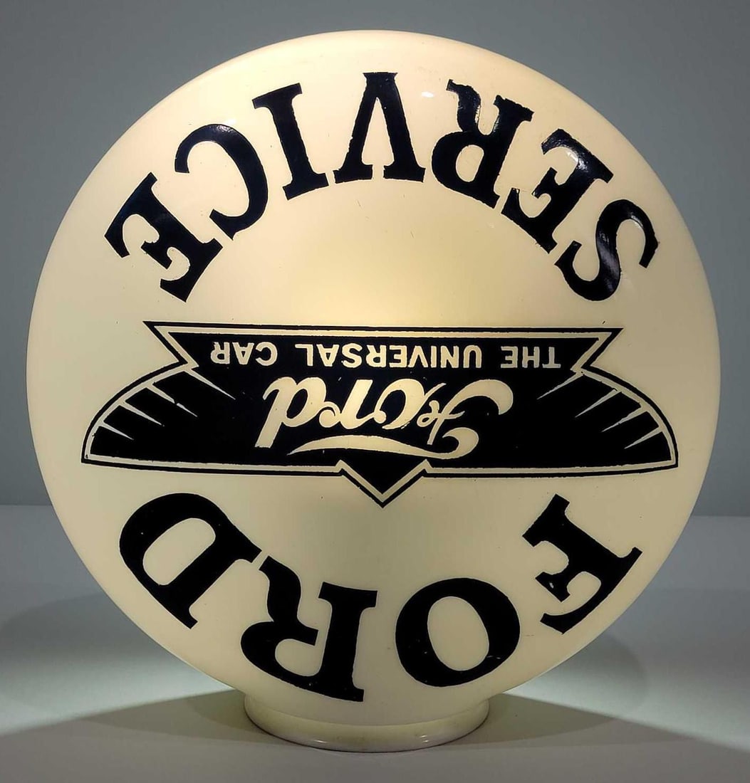 Ford Service w/The Universal Car Logo OPE Milk Glass Canopy Globe (TAC) (1 of 3)