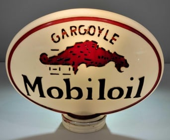 Gargoyle Mobiloil OPC Oil Cabinet Milk Glass Globe (TAC)