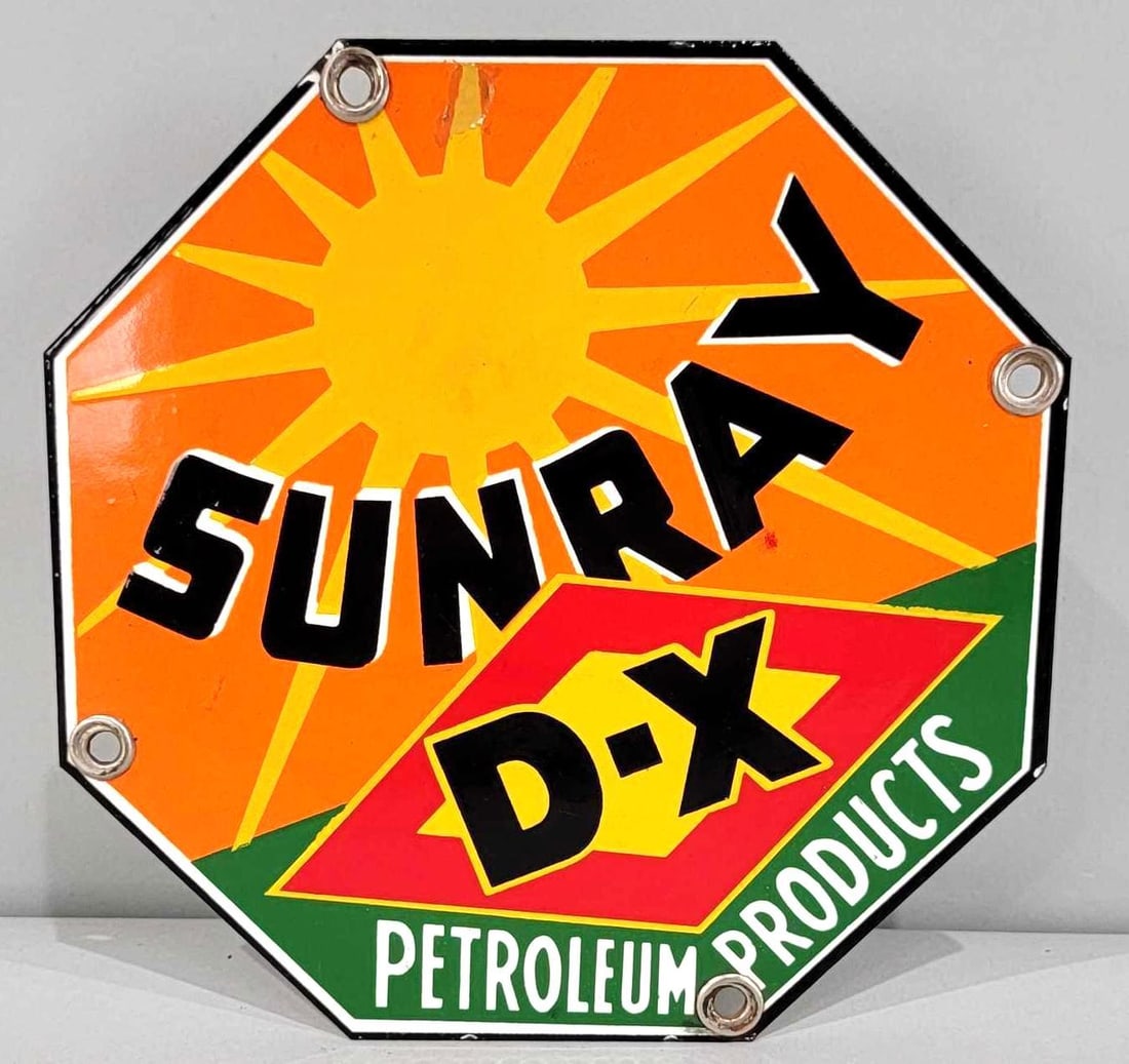 Sunray D-X Petroleum Products Porcelain Car Door Sign (TAC) (1 of 4)