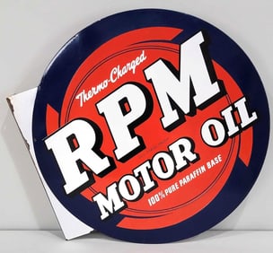 RPM Motor Oil Porcelain Flange Sign (TAC)