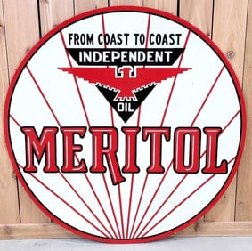 Meritol w/Independent Oil Logo Porcelain Sign (TAC)