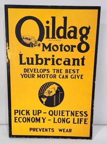 Oildag Motor Lubricant w/Great Graphics Metal Flange Sign (TAC)