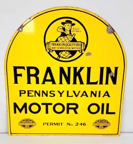 Franklin Pennsylvania Motor Oil w/Logo Porcelain Sign (TAC)
