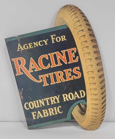 Agency for Racine Tires Country Road Fabric Metal Flange Sign (TAC)