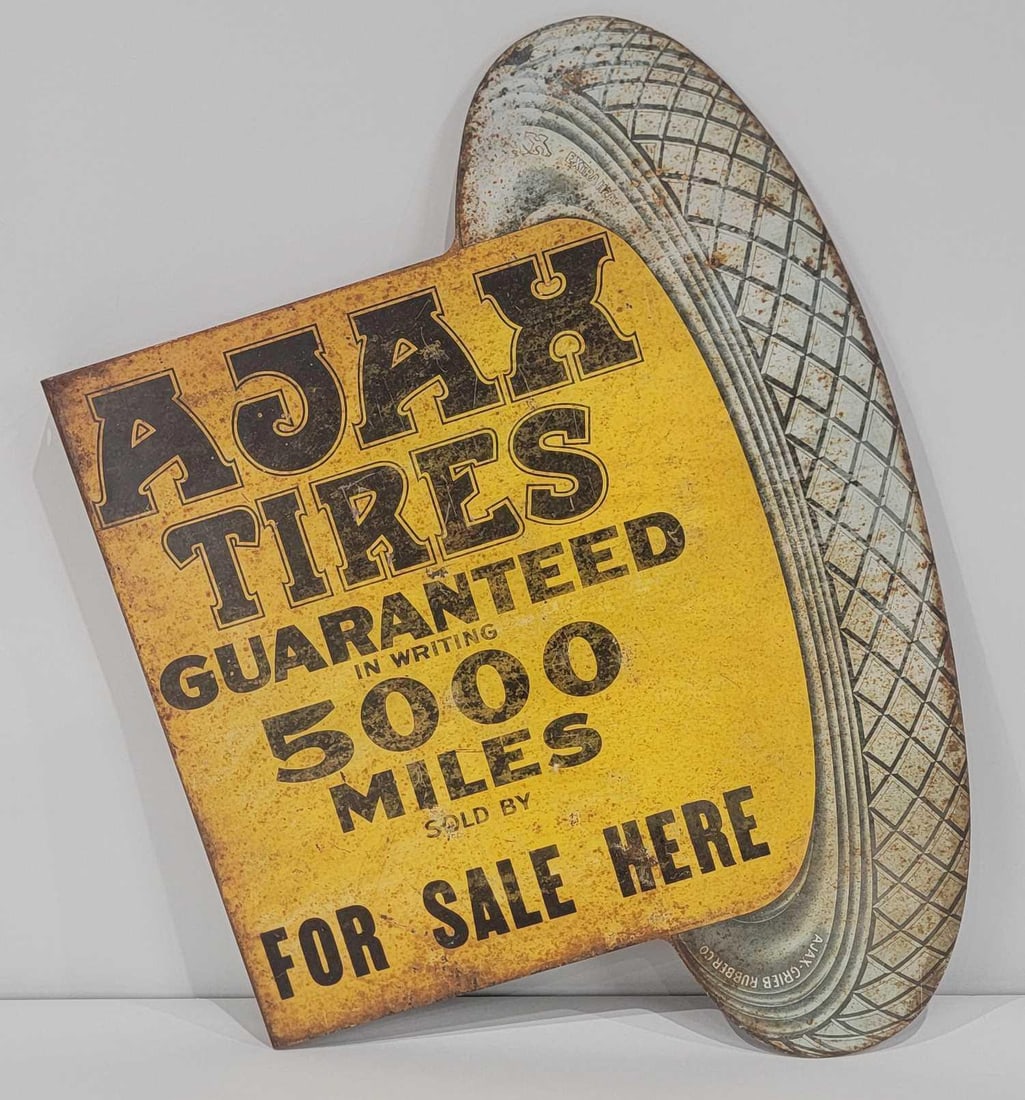 Ajax Tires 5000 Miles For Sale Here Metal Flange Sign (TAC) (1 of 9)