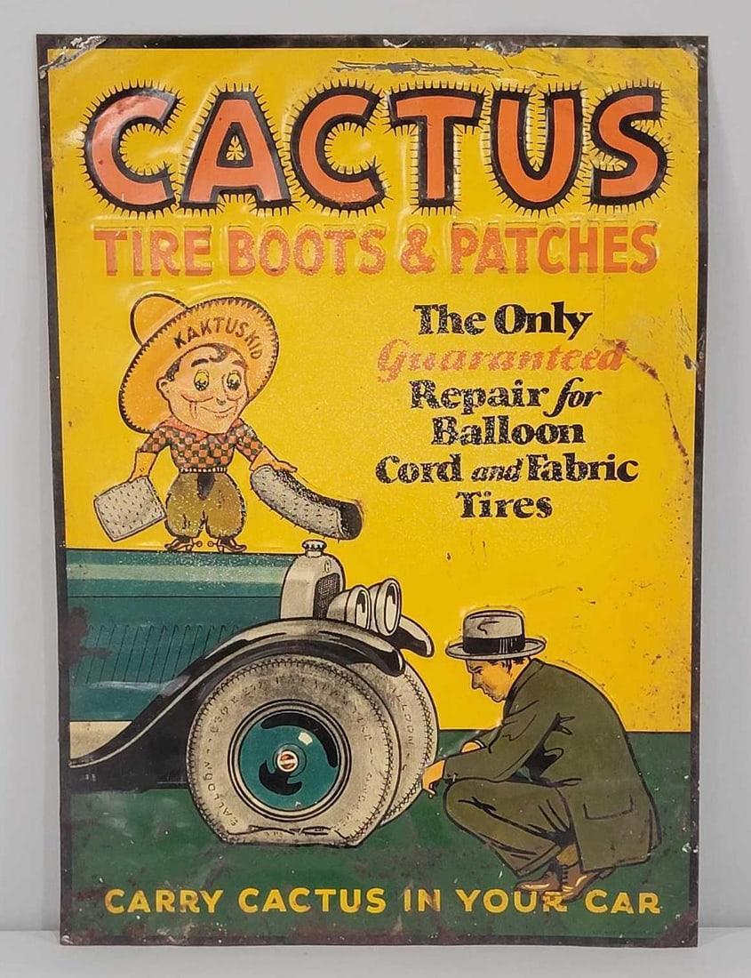 Cactus Tire Boots & Patches w/Great Image Metal Tacker Sign (TAC) (1 of 5)