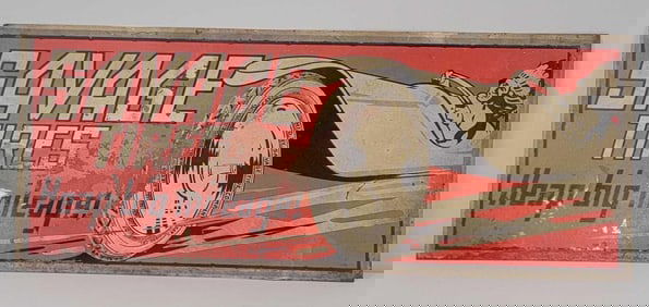 Savage Tires "Heap big mileage" w/Indian Driving Car Metal Sign (TAC)