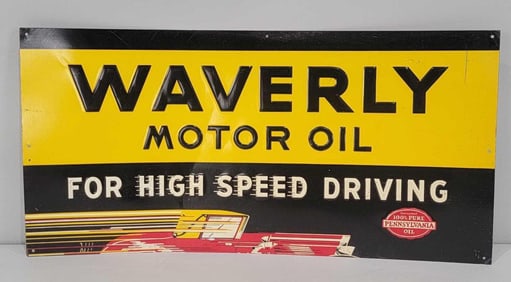 Waverly Motor Oil 'For High Speed Driving" w/Image Metal Tacker Sign (TAC)