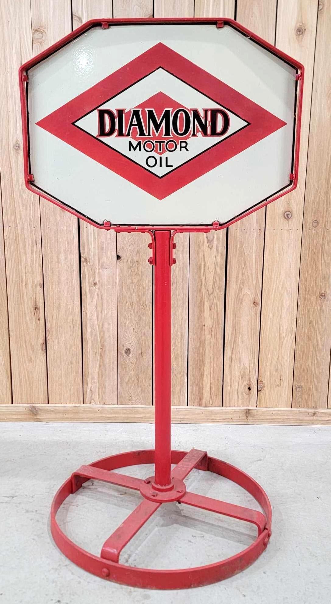 Diamond Motor Oil w/Logo Porcelain Curb Sign (TAC) (1 of 7)