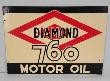 Diamond 760 Motor Oil w/Logo Porcelain Sign (TAC)