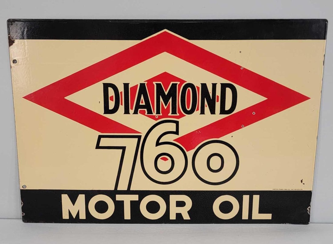 Diamond 760 Motor Oil w/Logo Porcelain Sign (TAC) (1 of 7)