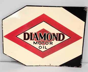 Diamond Motor Oil w/Logo Porcelain Flange Sign (TAC)