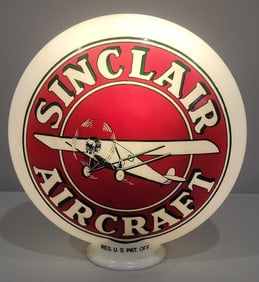 Sinclair Aircraft w/Plane Logo OPB Milk Glass Globe (TAC)