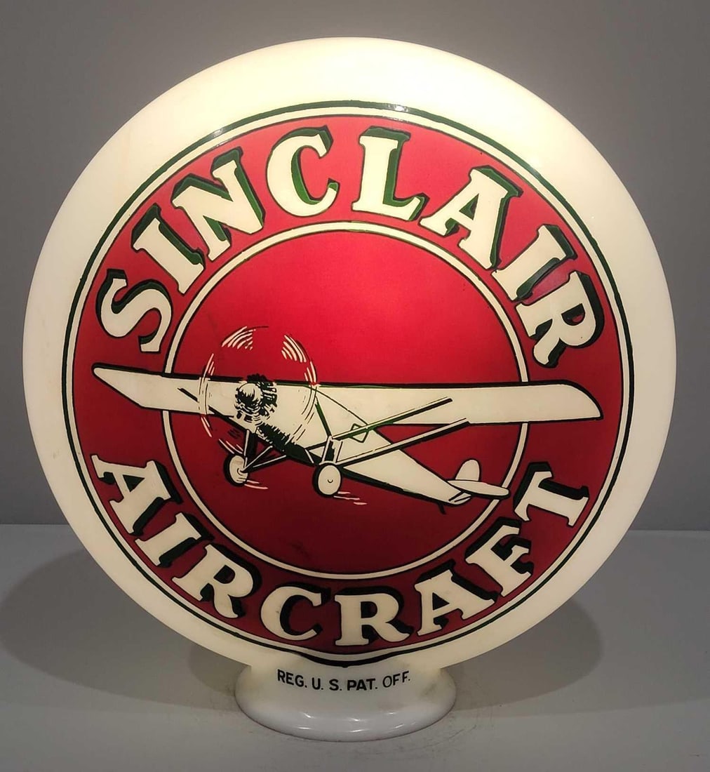 Sinclair Aircraft w/Plane Logo OPB Milk Glass Globe (TAC) (1 of 2)