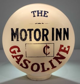 The Motor Inn Gasoline Pricer OPE Milk Glass Globe (TAC)