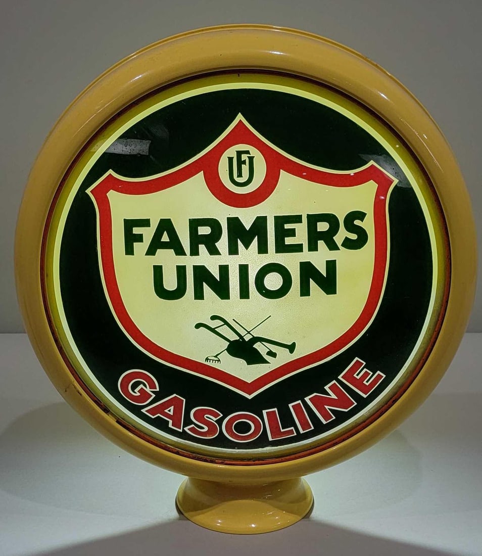 Farmers Union Gasoline w/Logo 15" Single Globe Lens (TAC) (1 of 2)