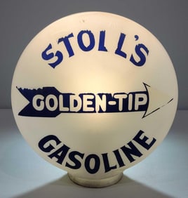 Stoll's Golden-Tip Gasoline Viscoyl OPB Milk Glass  Globe Body (TAC)