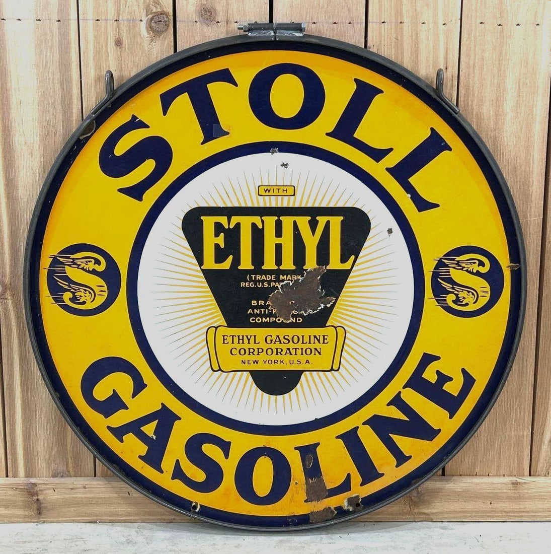 Stoll Gasoline w/Ethyl Logo Porcelain Sign (TAC) (1 of 7)
