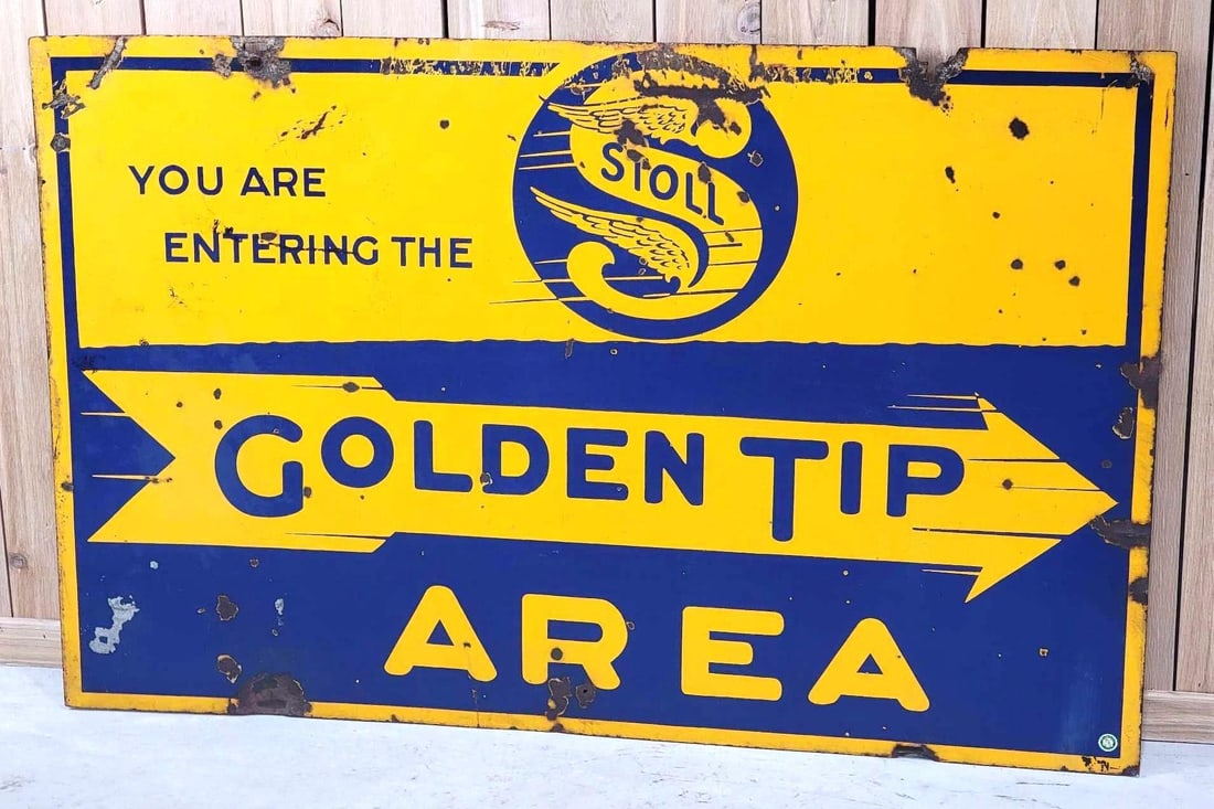 You Are Entering The Stoll Golden Tip Area w/Logo Porcelain Sign (TAC) (1 of 8)
