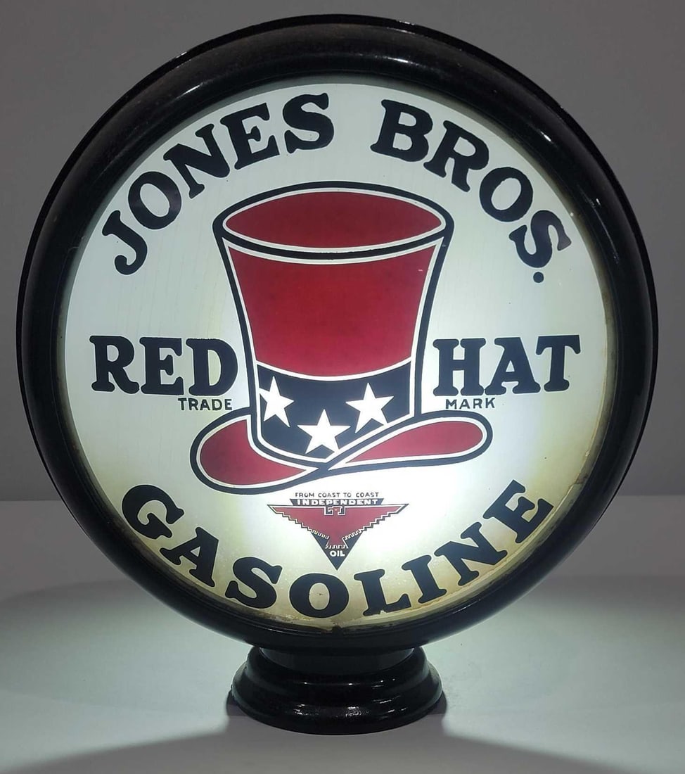 Jones Bros. Red Hat Gasoline w/Logo 15" Single Globe Lens (TAC) (1 of 3)