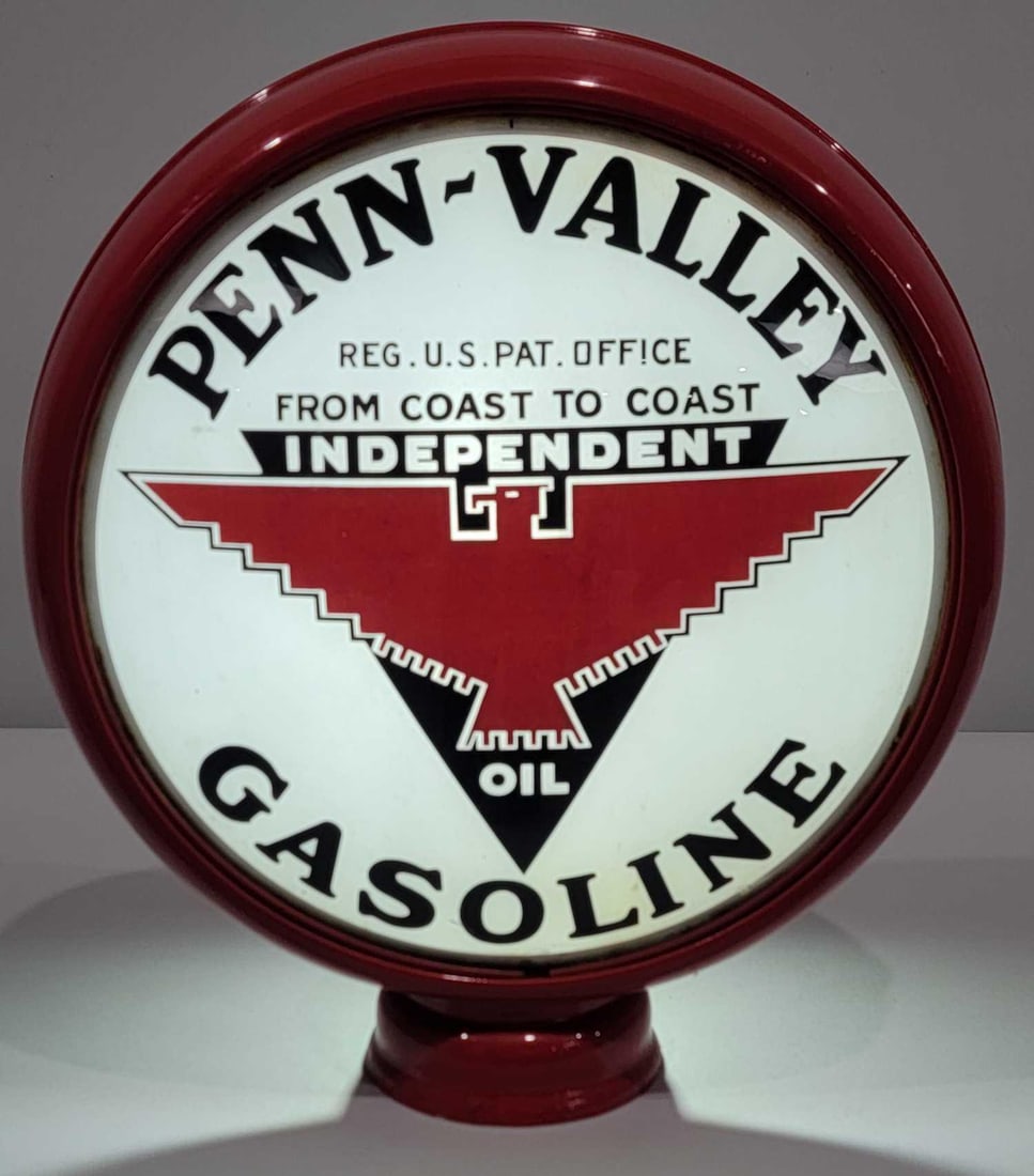 Penn-Valley Gasoline w/Independent Oil Logo 15" Single Globe Lens (TAC) (1 of 2)