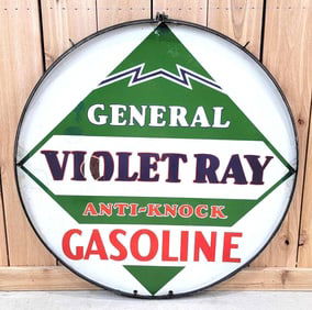 General Violet Ray Anti-Knock Gasoline Porcelain Sign (TAC)