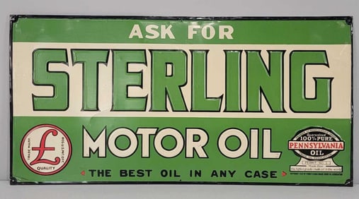 Ask for Sterling Motor Oil w/Logo Metal Sign (TAC)