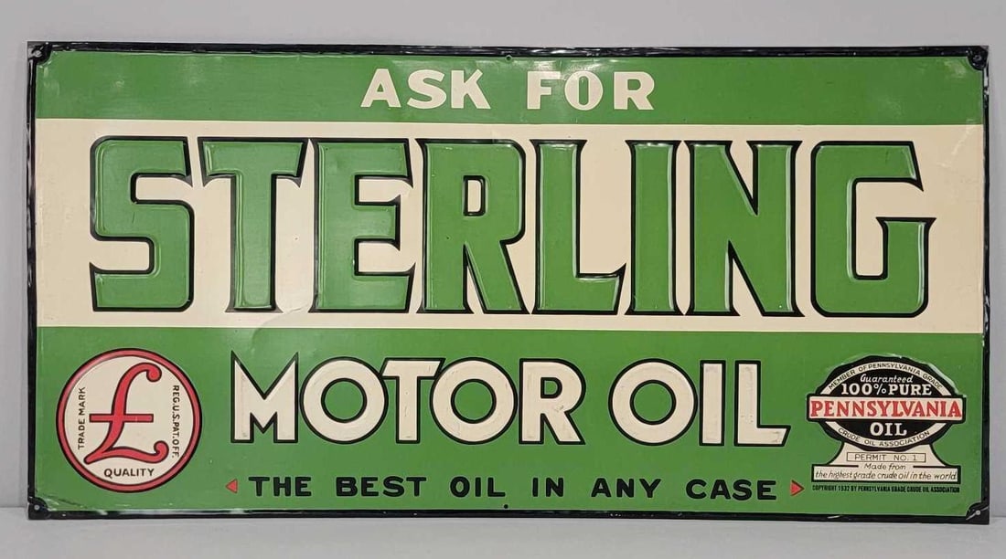 Ask for Sterling Motor Oil w/Logo Metal Sign (TAC) (1 of 5)