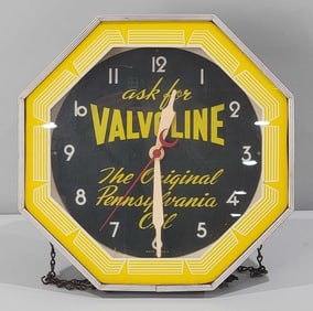 Valvoline "The Original Pennsylvania Oil" Neon Octagon Clock