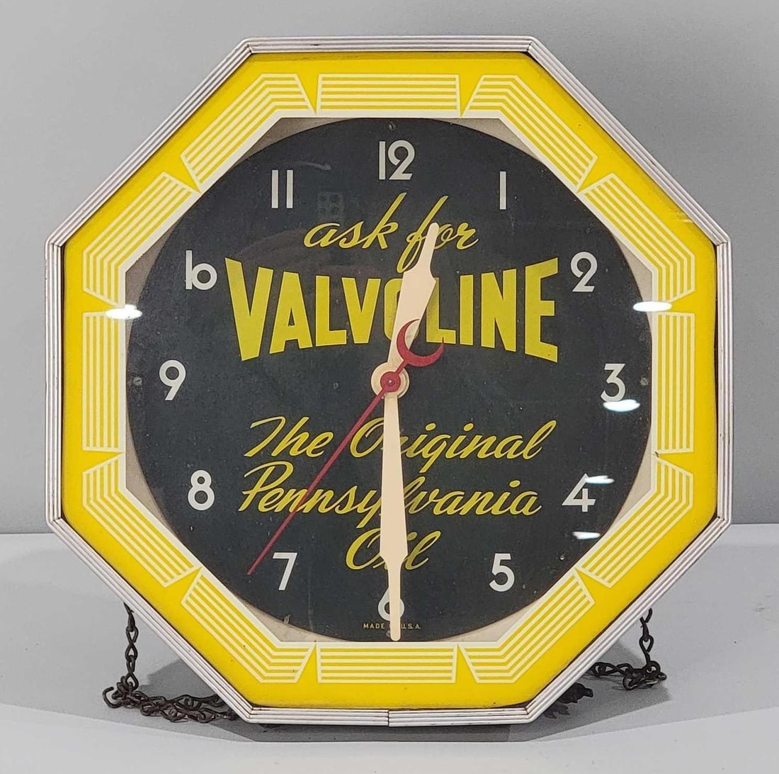 Valvoline "The Original Pennsylvania Oil" Neon Octagon Clock (1 of 3)