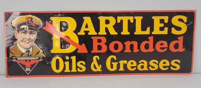 Bartles Bonded Oils & Greases w/Image Metal Tacker Sign (TAC)