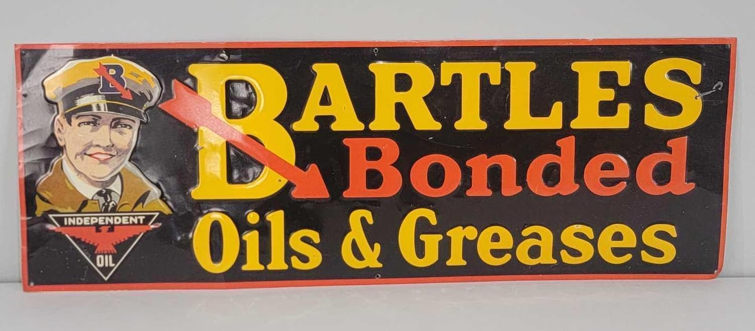 Bartles Bonded Oils & Greases w/Image Metal Tacker Sign (TAC) (1 of 5)