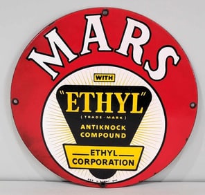 Mars w/Ethyl Logo Porcelain Pump Sign (TAC)