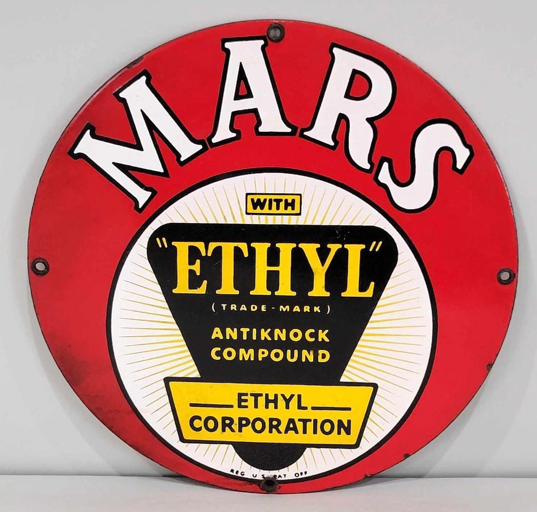 Mars w/Ethyl Logo Porcelain Pump Sign (TAC) (1 of 5)