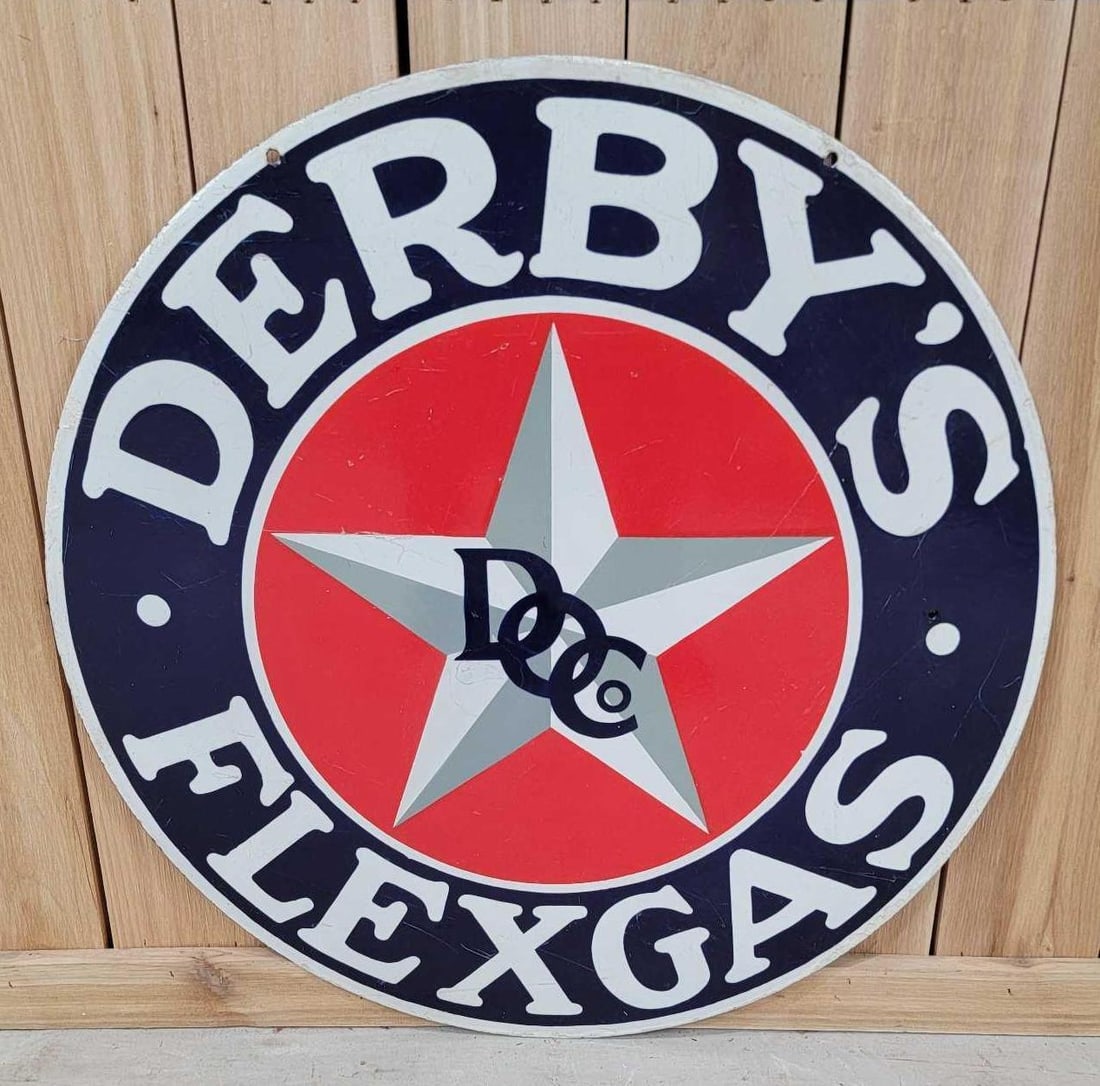 Derby's Flexgas w/Logo Porcelain Sign (TAC) (1 of 7)