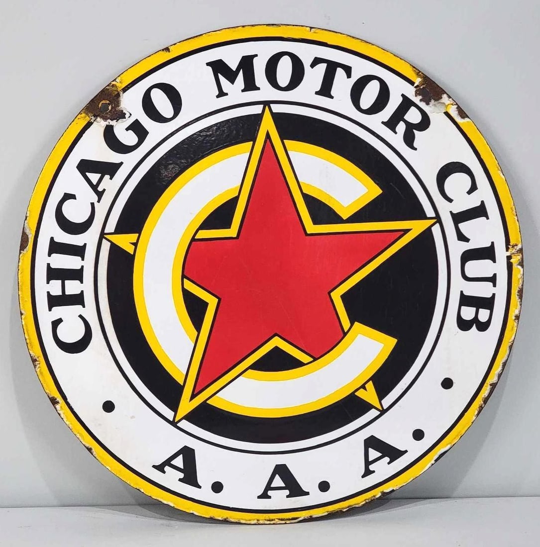 Chicago Motor Club A.A.A. w/Logo Porcelain Sign (TAC) (1 of 5)
